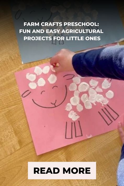 Child's hand gluing cotton balls onto a paper sheep craft for a preschool project. Farmers Preschool Activities, Farm Occupational Therapy Activities, Farm Themed Stem Activities, Old Macdonald Had A Farm Craft, Preschool Farm Crafts Art Projects, Farm Life Preschool Activities, Farmer Activities For Toddlers, Pre K Farm Crafts, Farm Craft Preschool