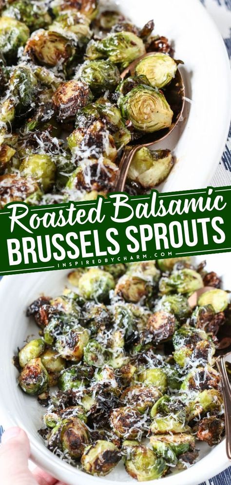 Balsamic brussels sprouts! They're a must on your Easter dinner menu. Crispy and crunchy with a drizzle of balsamic glaze, this roasted brussels sprout recipe is a kid-friendly Easter side dish! Easter Dinner Sides, Sprout Recipe, Air Fryer Brussels Sprouts, Balsamic Brussels Sprouts, Brussel Sprout Recipes Roasted, Easter Side Dishes, Easy Thanksgiving Recipes, Sprouts Recipe, Thanksgiving Side Dish