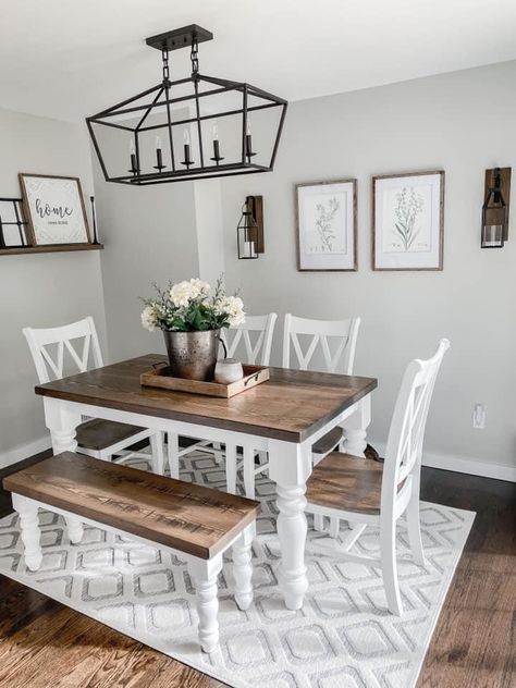 Simple Centerpiece, Modern Farmhouse Dining Room, Modern Farmhouse Dining, Casa Vintage, Farmhouse Decor Living Room, Dining Room Small, Dining Room Inspiration, Farmhouse Dining Room, Small Dining