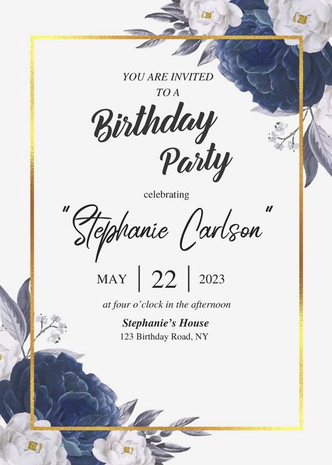 خريطة ذهنية, Birthday Invitation Card Template, Blue Baby Shower Invitations, Invitation Card Birthday, Invitation Frames, Floral Birthday Invitations, Bday Invitations, Baby Shower Invitation Cards, Floral Birthday