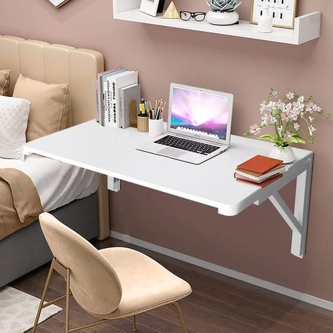 Multifunctional Wall Mounted Folding Desk Wooden Table Shelf & Workbench - Bed Bath & Beyond - 39681629 Kids Folding Table, Floating Wall Desk, Folding Study Table, Small Study Table, Wall Mounted Folding Table, Reka Bentuk Bilik Tidur, Reka Bentuk Dalaman, Hiasan Dalaman Rumah, Fold Down Table