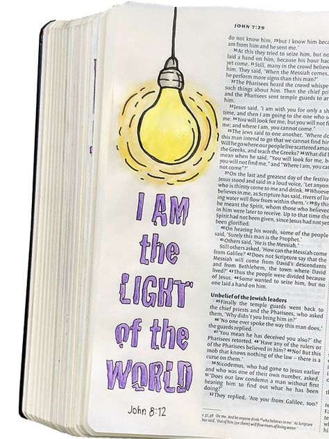 Bible Journaling: five more examples - perfectly4med: Artist at work Biblia Aesthetic, Bible Drawings, Doodling Drawings, Bible Lettering, Bible Journaling Ideas, Journal Bible Quotes, Bible Doodles, I Am The Light, Bible Journal Notebooks