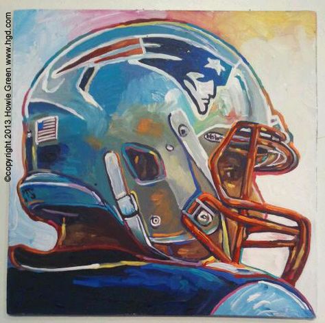 Patriots Painting, Nfl Painting, Football Doodles, Nfl Artwork, Football Painting, Football Paintings, Sports Artwork, Football Artwork, New England Patriots Logo