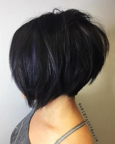 Textured Black Bob With Blue Babylights A Line Haircut, Line Bob Haircut, Trendy Bob, Bob Hairstyles For Fine Hair, Short Layered Haircuts, Haircuts For Fine Hair, Hair Makeover, Bob Haircut, Short Cuts