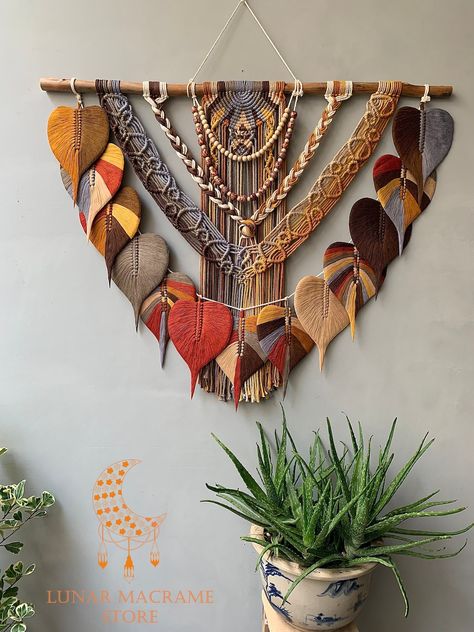 This Wall Hangings item by LunarMacrameStore has 4 favorites from Etsy shoppers. Ships from Vietnam. Listed on Aug 24, 2024 Wooden Macrame Wall Hanging, 5mm Macrame Projects, Macrame Design Ideas, Macrame Frame, Boho Style Home Decor, Macrame Leaves, Color Macrame, Colorful Macrame, Mom Yoga