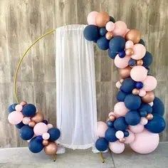 Balloon Circle Arch in 4 Easy Steps - My Amusing Adventures Navy And Pink Balloon Arch, Navy Blue And Light Pink Gender Reveal, Navy And Rose Gold Birthday Party, Blue And Pink Birthday Decorations, Navy Blue And Rose Gold Gender Reveal, Gender Reveal Navy And Pink, Gender Reveal Decorations Backdrops, Navy Blue And Pink Gender Reveal, Rose Gold And Navy Blue Wedding Theme