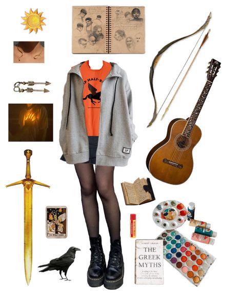 Percy Jackson Fashion, Camp Halfblood Aesthetic Outfits, Will Solace Outfits, Percy Jackson Aesthetic Outfits, Pjo Outfit Ideas, Apollo Inspired Outfits, Pjo Inspired Outfits, Percy Jackson Outfit Ideas, Apollo Aesthetic Outfit