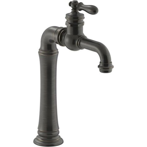 KOHLER Artifacts Oil-Rubbed Bronze 1-Handle Single Hole WaterSense Bathroom Sink Faucet with Drain at Lowes.com Single Bathroom Faucet, Kohler Artifacts, Rubbed Bronze Bathroom, Oil Rubbed Bronze Bathroom, Rectangular Sink Bathroom, Bar Faucet, Vessel Sink Faucet, Single Handle Bathroom Faucet, Vintage Bath