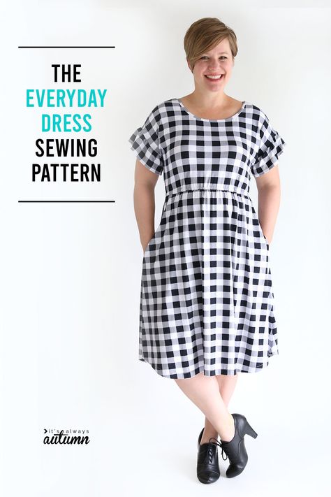 The Everyday Dress sewing pattern in women's size L. #sewingpattern Dress Sewing Patterns Free, Simple Dress Pattern, Easy Dress Sewing Patterns, Dresses By Pattern, Sewing Dress, Plus Size Sewing, Dress Patterns Free, Everyday Dress, Tees Pattern