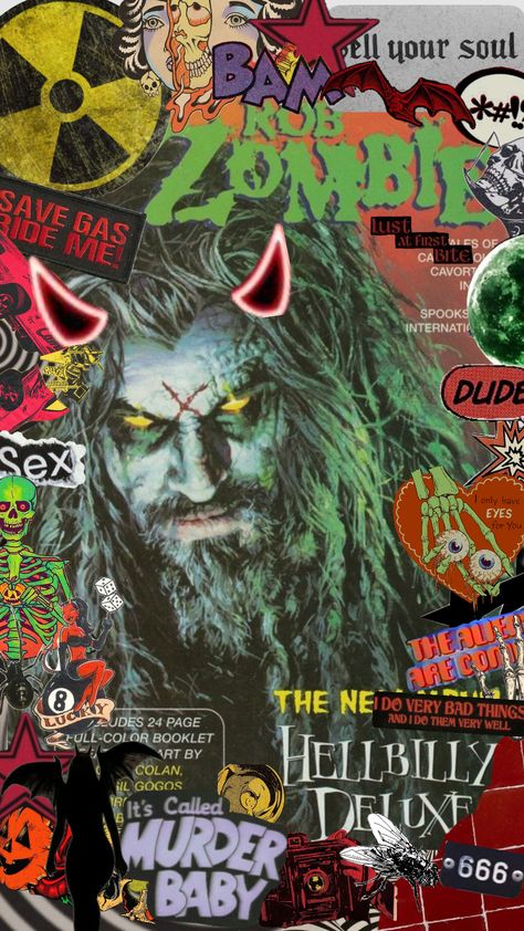 #robzombie #creepy #spooky Rob Zombie Art, Zombie Logo, Zombie Wallpaper, Zombie Tattoos, Album Artwork Cover Art, White Zombie, Zombie Art, Band Wallpapers, Trippy Wallpaper