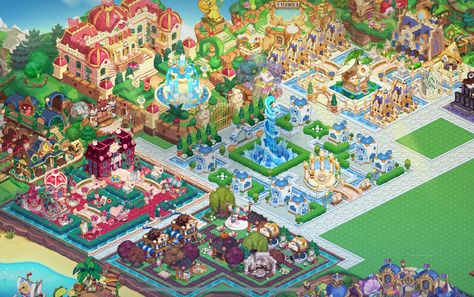 Crk Landmarks Ideas, Cookie Run Kingdom Desktop Wallpaper, Cookie Run Kingdom Starry Dream Station, Cookie Run Kingdom Christmas Layout, Cookierun Kingdom Design, Cookie Run Kingdom Full Layout, Crk Team Build, Crk Decorations Ideas, Republic Azure Crk Layout