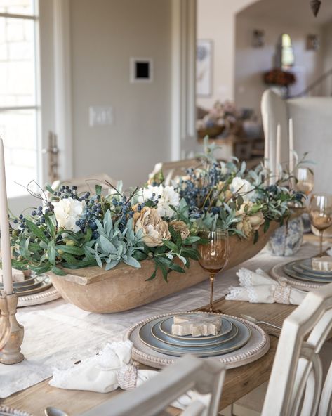 Wooden dough bowl centerpiece