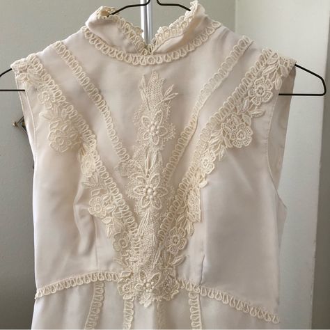 Cream Vintage Wedding Dress With Lace Detail Sold By Montgomery Ward. It Is From The 1970’s And Is In Perfect Condition. Never Worn. It Is A Size 9/10. Would Fit Best A Size 4 Us. Wedding Dress Vintage Bohemian, Vintage Cream Lace Dress, 90s Wedding Dress Vintage, Scandinavian Wedding Dress, 1970’s Wedding Dress, Mod Wedding Dress, Vintage Wedding Dress 1970s, Wedding Dresses 70s, 60s Wedding Dress