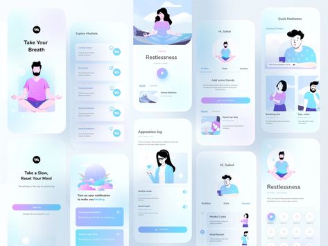 Health App Design, Login Page Design, Health Apps, Health Application, Quick Meditation, Case Study Design, Ui Design Trends, Ecommerce App, Mobile Application Design