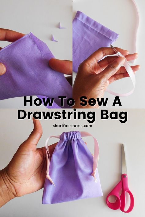 Drawstring Bag Diy Pattern, Drawstring Bag Sewing Pattern Free, Drawstring Bags Pattern, Fabric Party Bags, Making Drawstring Bags, Drawstring Bags Diy, Jewelry Bag Diy, Diy Jewelry Pouch, How To Make Drawstring Pouch