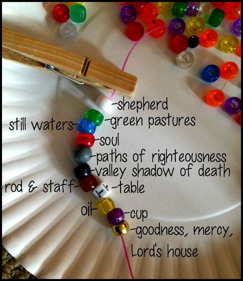 Psalm 23 bracelet Vbs Craft, Story Crafts, Bible Camp, Bracelet Colors, Bible Story Crafts, Children's Jewelry, Christian Crafts, School Craft, Childrens Bible