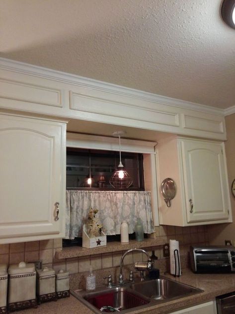 from outdated soffits to usable space, kitchen cabinets, kitchen design, shelving ideas, storage ideas Soffit Ideas, Kitchen Soffit, Cabinet Height, Faux Brick Panels, Kitchen Cabinet Trends, Cocina Diy, Above Kitchen Cabinets, Above Cabinets, Space Kitchen