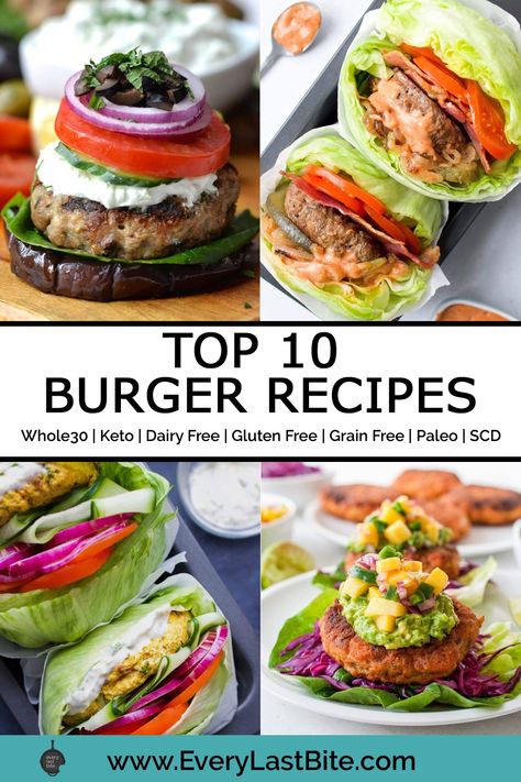 We have put together a roundup of 10 Burger recipes that we think you will love! From Mexican inspired to Hawaiian, Greek and Tandoori there is a really wide selection of flavours to give you inspiration to switch up your burger. Every burger on this list is Paleo and Whole30! Whole 30 Burger Recipes, Whole 30 Burgers, Healthy Burgers Clean Eating, Whole 30 Burger, Whole30 Burger Recipes, Paleo Burger Recipe, Whole30 Burger, Paleo Burger, Burger Patty Recipe