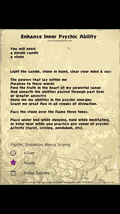 Spell For Psychic Abilities, Purple Candle Spells, Psychic Abilities Spell, Psychic Spell, Witchy Spells, Charmed Book Of Shadows, Magick Symbols, Magic Spell Book, Witch Stuff