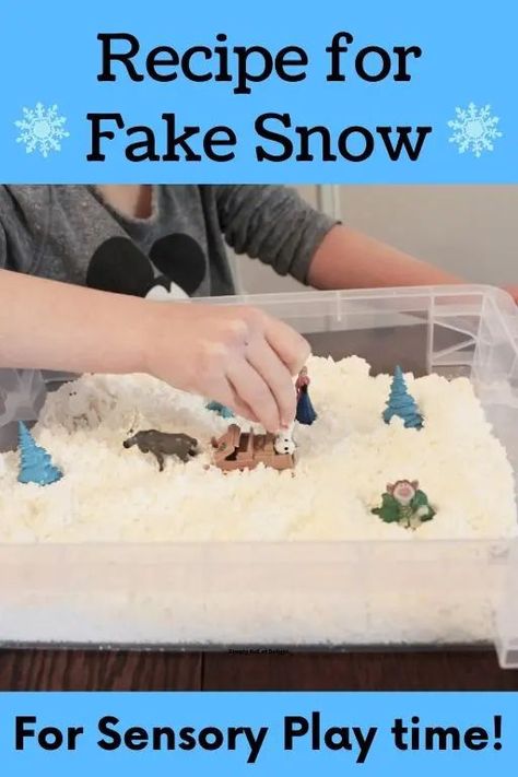 Recipe For Fake Snow, Make Fake Snow, Sensory Play Recipes, Winter Sensory Bin, Snow Recipe, Winter Sensory, Play Snow, Winter Activities Preschool, Sensory Bags