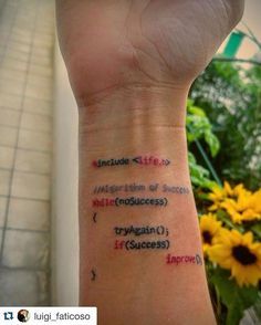 #Repost @luigi_faticoso programming tattoo! Follow @woplearncode ・・・ #algorithm… Programming Tattoo Ideas, Computer Tattoo, Chip Tattoo, Tech Tattoo, Quotes Lettering, Cyberpunk Tattoo, Geek Tattoo, Writing Tattoos, Tree Tattoo Designs