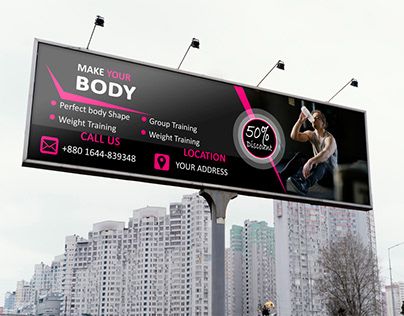 Check out new work on my @Behance profile: "Gym Billboard Banner Design" http://be.net/gallery/125132583/Gym-Billboard-Banner-Design Gym Billboard Design, Gym Poster Design Banner Template, Gym Banner Design, Sign Banner Design, Gym Advertising, Fitness Banner, Gym Branding, Gym Banner, Gym Poster