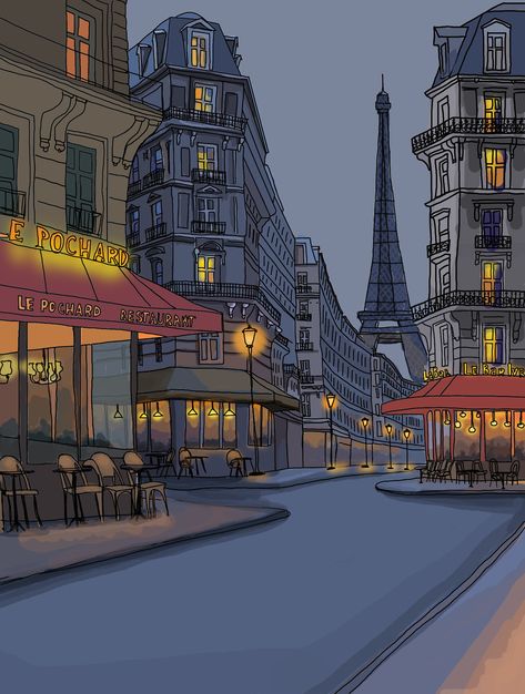 Paris at night | My digital illustration | Helena Crevel | Flickr Paris Drawing, Paris Illustration, Peisaj Urban, City Drawing, Architecture Drawing Art, Paris At Night, City Illustration, 수채화 그림, City Street