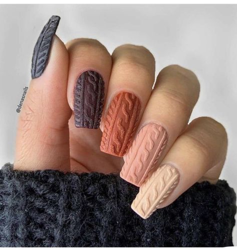 Nails Girly, Fall Nail Art Designs, Sweater Nails, Fall Acrylic Nails, Makijaż Smokey Eye, Almond Acrylic Nails, Winter Nail Designs, Nagel Inspo, Fall Nail Art