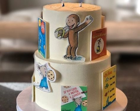 Book Themed Birthday | Etsy Storybook Cake, Book Themed Birthday Party, Childrens Cupcakes, Book Birthday Parties, Storybook Theme, Sugar Sheets, Storybook Baby Shower, Book Cake, Edible Image Cake