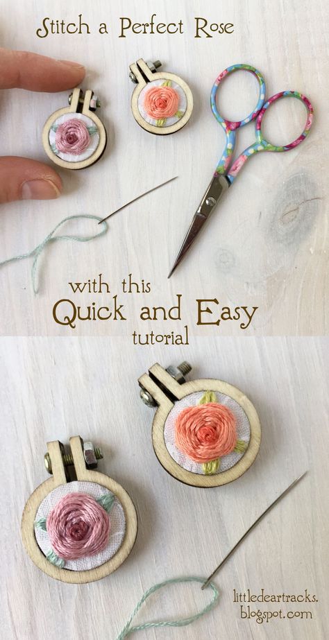 Woven roses look amazing and they are so easy to stitch! Learn how with this quick and easy tutorial. Stitching Tutorial, Miniature Embroidery, Embroidery Hoop Wall Art, Embroidered Roses, Mini Roses, Embroidery Patterns Free, 자수 디자인, Sewing Embroidery Designs, Hand Embroidery Art