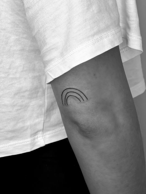 Simple Rainbow Tattoo Black And White, Black Rainbow Tattoo, Subtle Pride Tattoo, Papa Tattoo, Lgbt Tattoo, Rainbow Tattoo, Pride Tattoo, Iris Tattoo, Rainbow Tattoos