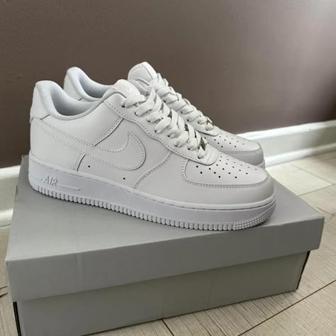 WHITE NIKE AF1
100% AUTHENTIC WITH PROOF OF... - Depop Nike Airs White, Air Forces Outfits, All White Air Forces, Af1 White, Forces Outfit, White Af1, White Sneakers Nike, White Forces, White Air Force Ones