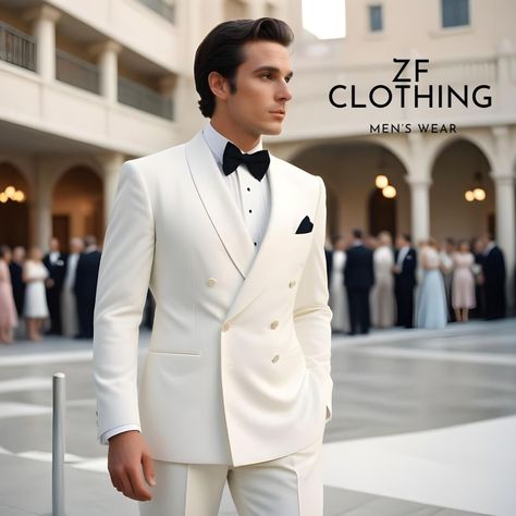 White Coat Pant For Men Suits Wedding, All White Suit Men Wedding, Double Breasted White Tuxedo, Double Breasted White Suit, Double Breasted Tuxedo Men Wedding, White Coat Pant For Men, All White Suit For Men Wedding, Colored Tuxedo Wedding, White Tuxedo For Men Wedding