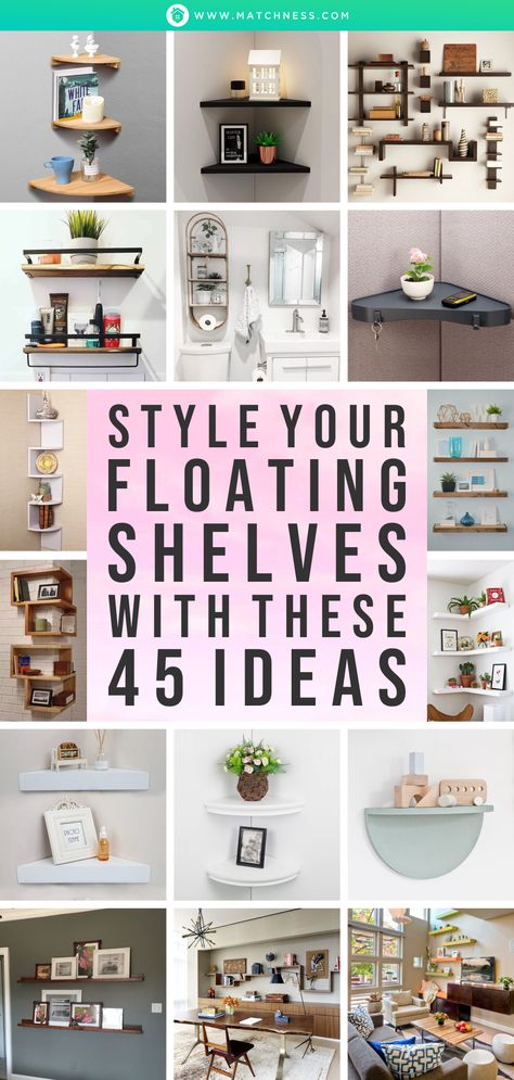 Floating shelves could be functional and needed for your home. It can be used to put your frame, ornament, collection, books, and any other stuff that you have. The form of floating design has its own uniqueness so that it will be proper. #floatingshelves #shelves #furniture #floatingfurniture Floating Shelves 3 Different Sizes, Floating Shelf Bedroom Ideas, Decorating Small Shelves, Book Floating Shelf, Floating Shelves For Bedroom Ideas, Living Room Display Shelves, What To Put On Floating Shelves, Styling Floating Shelves Bedroom, Floating Shelves Placement Ideas