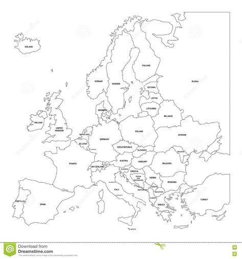 Outline map of Europe stock vector. Illustration of continent - 78067779 Europe Map Printable, City Logos Design, Camp Theme, Map Of Europe, European Map, Europe Continent, Europe Countries, Map Printable, Map Tattoos