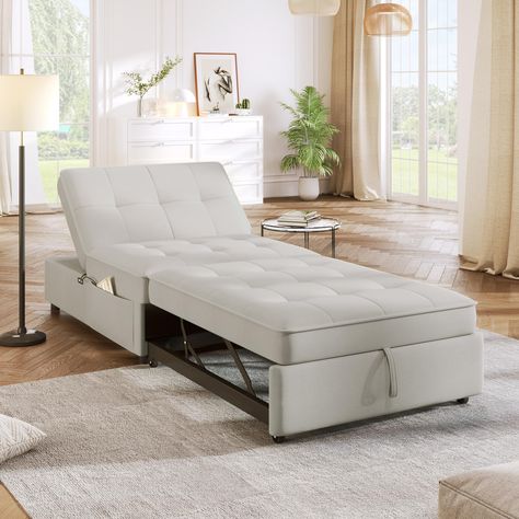 PRICES MAY VARY. 🌈[4-in-1 Sofa Bed] - Single sofa bed chair gives more possibilities to your home.The wheels design and handy strap makes it more convenience.So easy to make chair converts to ottoman,lounge,sleeper bed.No matter what room it is, whether it is a large room or a small room, this is your best choice! 🌈[5-Level Adjustable Backrest] - Adjustable sofa back is stable and durable, allowing you to relax at every angle. The backrest of this convertible chair has 5 levels of adjustment. Single Sofa Bed Chair, Small Apartment Room, Sleeper Chair Bed, Ottoman Sofa Bed, Beds For Small Rooms, Folding Ottoman, Lounge Couch, Single Sofa Bed, Pull Out Sofa Bed