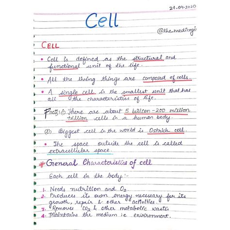 Cell The Unit Of Life Notes, Biotechnology Notes, Cell Notes, Study Science, Medical Notes, Biology Facts, Cell Structure, Teaching Biology, Biology Notes