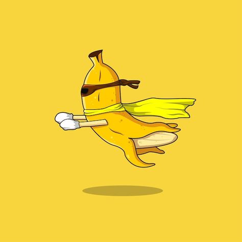 Banana Cartoon Cute, Banana Character Design, Banana Illustration Design, Banana Animation, Own Character Design, Banana Background, Banana Character, Banana Vector, Banana Logo