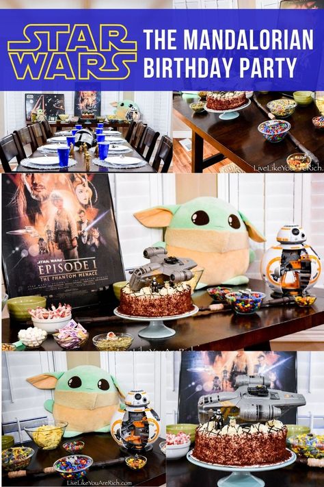 Star Wars Ft. Mandalorian Birthday Party. My son recently celebrated his tenth birthday, he loves Star Wars—especially The Mandalorian, so we decided to do a Star Wars featuring The Mandalorian theme for his party. When choosing a birthday party theme (if you want to keep it low cost), pick a theme for which you already have a lot of items on hand— this will save a lot of money. Mandolorian Birthday Party Ideas, Mandalorian Party Decorations, Mandalorian Birthday Party Ideas, Mandalorian Birthday Party, Mandalorian Party, Mandalorian Birthday, Birthday Plans, Party Food Labels, Tenth Birthday