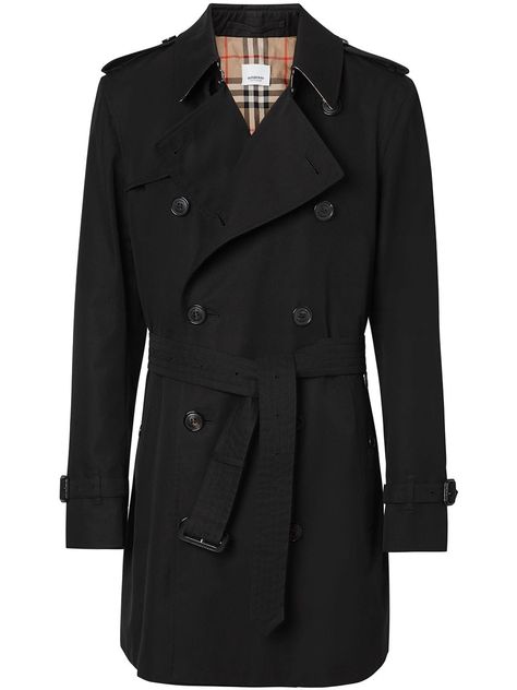 BURBERRY BURBERRY COTTON GABARDINE TRENCH COAT - BLACK. #burberry #cloth Burberry Menswear, Burberry Trench Coat, Belted Trench Coat, Trench Coat Black, Coat Black, Winter Coats, Blazers For Men, Wimbledon, Outerwear Coats