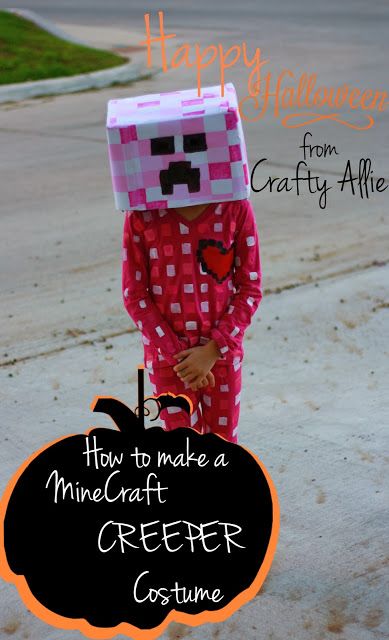 http://www.craftyallieblog.com/2013/10/minecraft-creeper-costume.html -- this is a girl's version of a creeper, obviously James would want a green version, but this has a great method for painting the outfit. Minecraft Halloween Costume, Steve Costume, Minecraft Heads, Creeper Costume, Minecraft Diy, Minecraft Costumes, Creeper Minecraft, Hallowen Ideas, Minecraft Steve