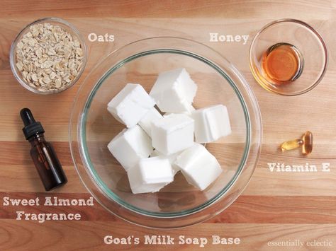 Sweet Almond Honey Oatmeal Goat's Milk Soap by Essentially Eclectic Diy Soap Base, Diy Goat Milk Soap, Goat Milk Soap Recipe, Almond Oatmeal, Milk Soap Recipe, Homemade Goat Milk Soap, Goats Milk Soap Base, Diy Soap Bars, Savon Diy