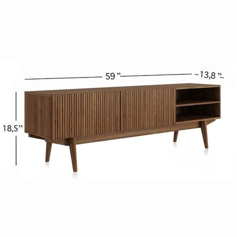 Living Skog Kelly TV Stand Console Fits TV's up to 65 in. with Wood Legs in Mid Century Modern Scandinavian Design - On Sale - Bed Bath & Beyond - 38295271 Brown Tv Stand, Kelly Brown, Mid Century Modern Scandinavian, Tv Stand Console, Living Room Tv Stand, Storage Credenza, Modern Scandinavian, Living Room Tv, Furniture Outlet Stores