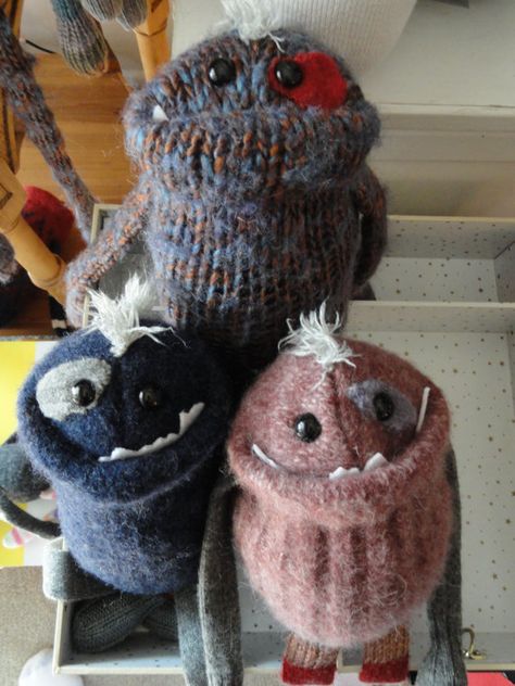 Sock Monster, Sock Dolls, Sock Toys, Recycled Sweaters, Sock Crafts, Monster Dolls, Sock Animals, Sewing Toys, Knitted Toys