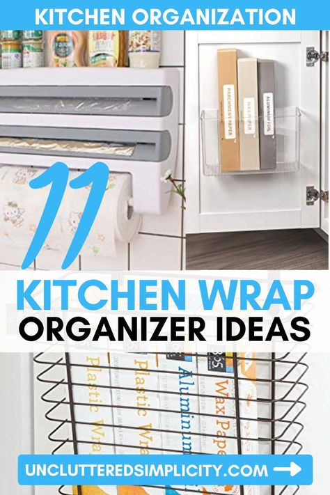 Looking for ways to organize your kitchen more efficiently? Let these kitchen wrap organizer ideas inspire you! Diy Kitchen Wrap Organizer, Pantry Door Organizer Ideas, Foil Storage In Pantry, Foil Organizer Kitchen Storage, Organizing Foil And Plastic Wrap, Pantry Door Organization, Kitchen Drawer Organization Ideas, Kitchen Wrap Organizer, Aluminum Foil Storage