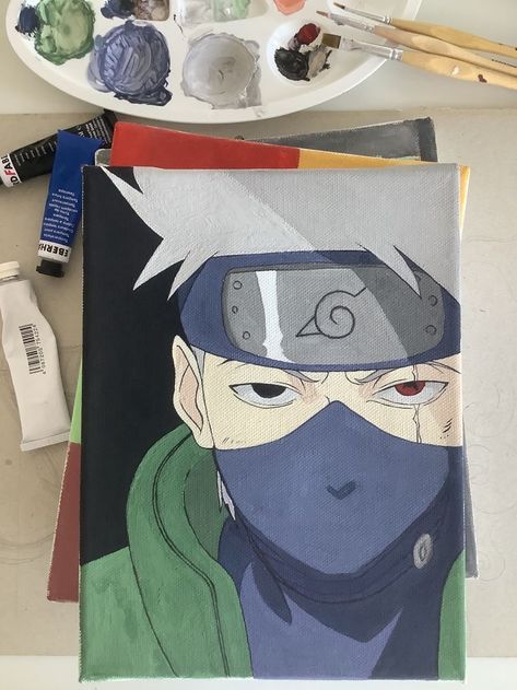 kakashi | Anime canvas painting, Mini canvas art, Anime canvas art Kakashi Painting Easy, Kakashi Acrylic Painting, Kakashi Canvas Painting, Painting Anime Easy, Naruto Canvas Painting Easy, Naruto Painting Easy, Anime Painting Easy, Cartoon Art Painting Easy, Painting Ideas On Canvas Anime