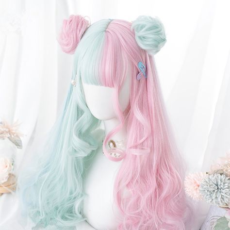 Macaron Lolita long curly hair YV42441 | Youvimi Pretty Wigs, Harajuku Pink, Hair References, Kawaii Wigs, Halloween Fest, Anime Wigs, Cosplay Hair, Kawaii Hairstyles, Curly Hair Wig