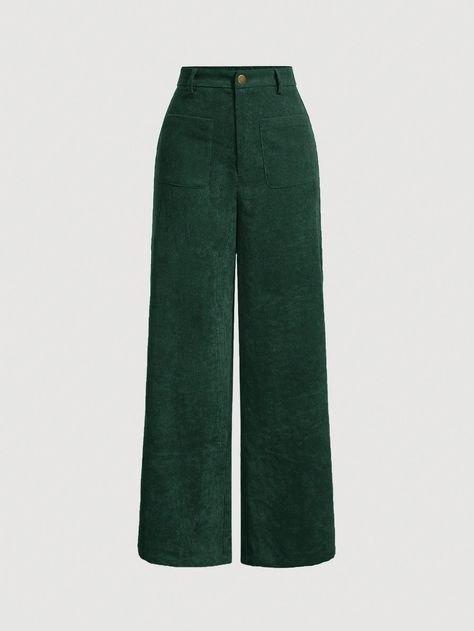 Women's Casual Solid Color Straight Corduroy Pants ,Back To School Clothes,Frenchies,Work,Brunch,School Clothes,Teacher Pants,70s Outfit,Dress Pants,Western Pants Dark Green Casual   Woven Fabric Plain Straight Leg Non-Stretch  Women Clothing, size features are:Bust: ,Length: ,Sleeve Length: Colored Corduroy Pants, Teacher Pants, Back School Outfits, Pants Western, Western Pants, 70s Outfit, Dark Green Pants, Back To School Clothes, 70s Outfits