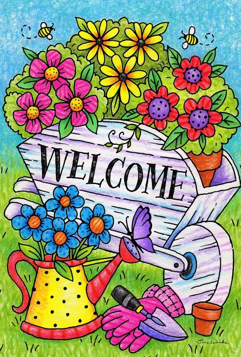 Toland Home Garden Welcome Wheelbarrow 28 x 40 Inch Decorative Colorful Spring Summer Gardening Flower House Flag ** Want to know more, click on the image. (This is an affiliate link) Garden Flags Ideas, Chalkboard Banner, Holiday Monogram, Wheelbarrow Garden, Garden Birdhouses, Flag Hanging, Butterfly House, Garden Flag Stand, Outdoor Flowers