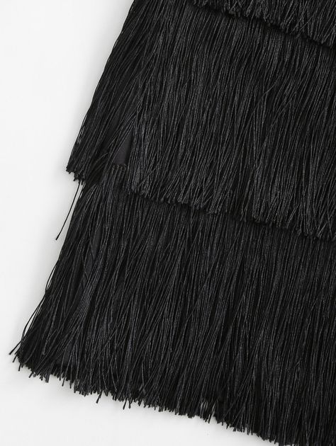 Fringed Layered Fringes Two Piece Dress  BLACK #Ad , #affiliate, #Fringes, #Layered, #Fringed, #BLACK, #Dress One Shoulder Dress Casual, Two Piece Dress Black, Black Tassel Dress, Fringe Fabric, Crop Top Skirt Set, Prada Collection, Two Piece Short Set, Dress One Shoulder, Tassel Dress